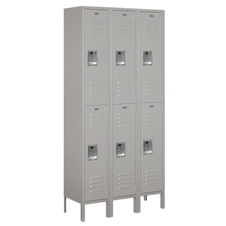 Salsbury Industries Wardrobe Locker, 36" W, 12" D, 78" H, (3) Wide, (6) Openings, Gray 62362GY-U